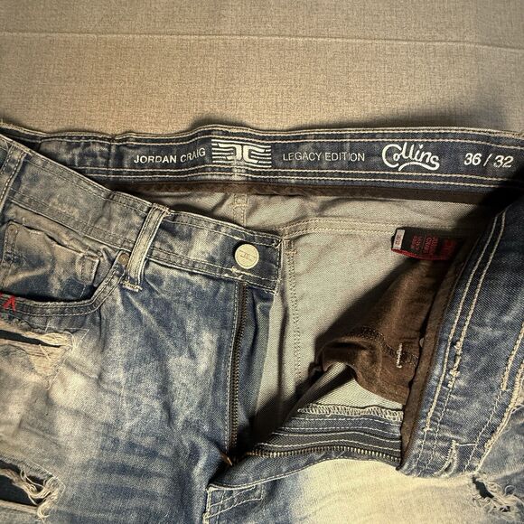 Jordan Craig Jeans Men's 36x32 Legacy Edition Blue Jeans Aaron Distressed - Picture 5 of 12